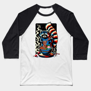 Ramen-Loving Raccoon Baseball T-Shirt